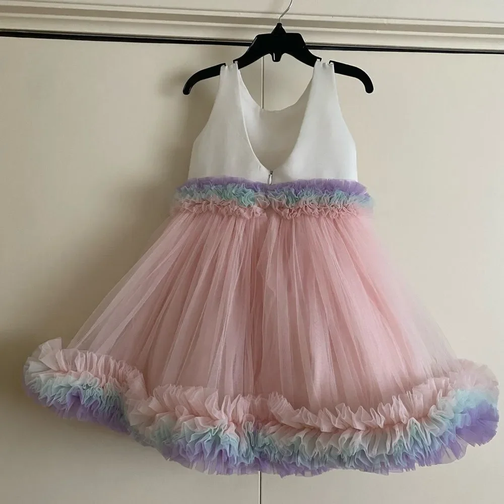 Elegant Pink and White Kids Toddler Formal Dress